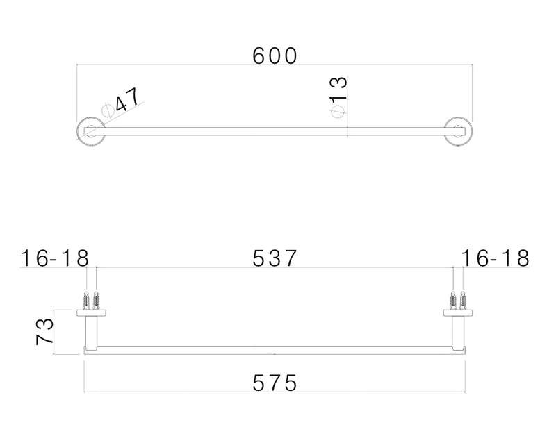 Portasciugamani da Parete 60 cm in Acciaio Inox Satinato Nilo-2
