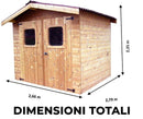 Casetta Box da Giardino 2,4x2,04 m Senza Pavimento in Legno Picea Massello 19mm Tetto in Acciaio Therma-3