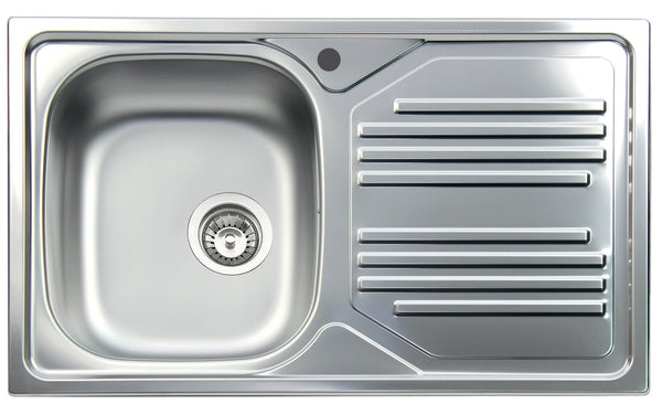 Küchenspüle 1 Becken 86x50 cm in Edelstahl Apell Atmosphere Abtropffläche rechts online