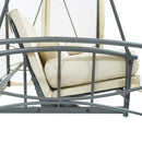 Dondolo Letto 3 Posti 255x175x250 cm con Copertura a Gazebo e Zanzariera Beige-7