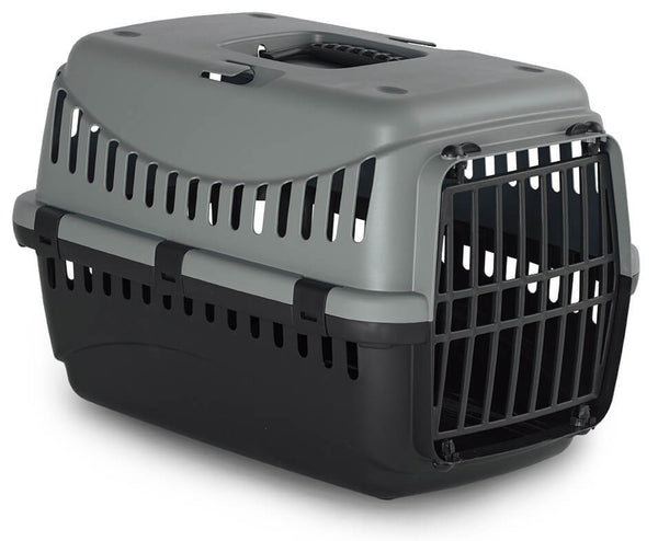 Transportbox für Hunde und Katzen aus grauem und schwarzem Polypropylen in verschiedenen Größen online