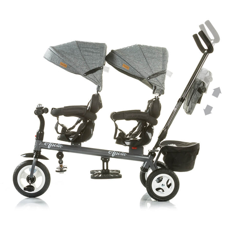 Passeggino Triciclo Gemellare Chipolino Apollo Blu-5