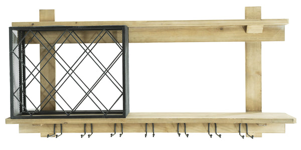 acquista Regal mit Getränkehalter und Flaschenhalter 99x22x49 cm Uri in Holz