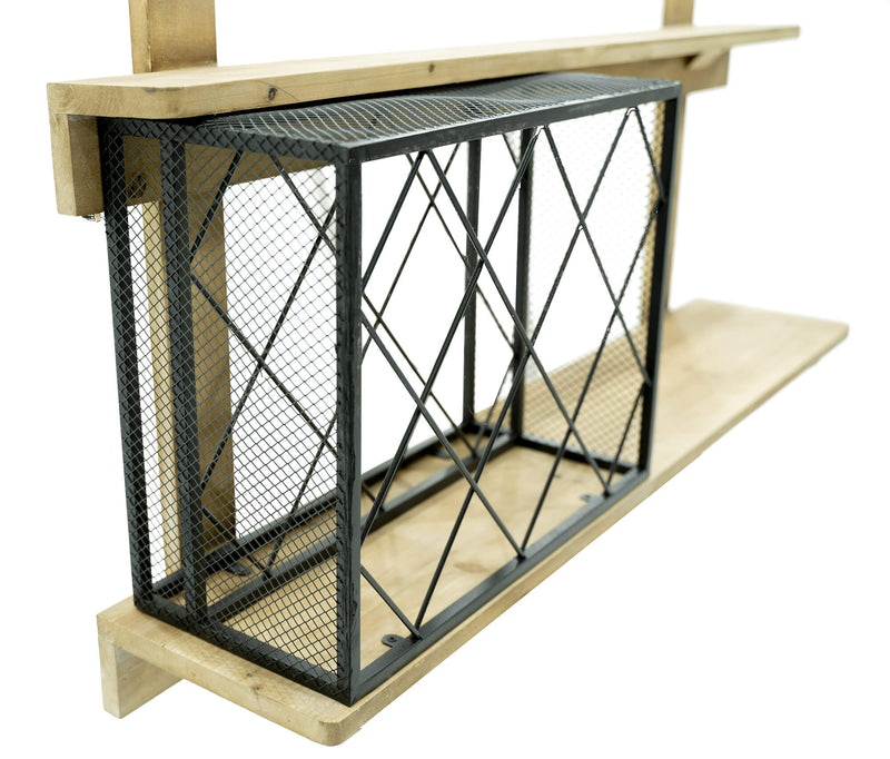 Mensola con Portabicchieri e Portabottiglie 99x22x49 cm Uri in Legno-2