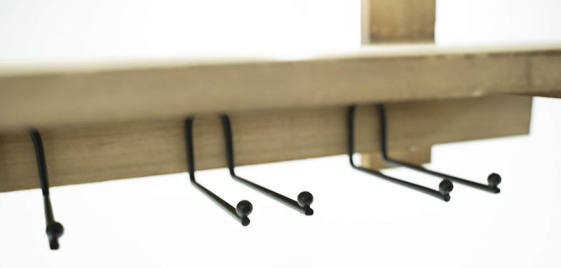 Mensola con Portabicchieri e Portabottiglie 99x22x49 cm Uri in Legno-3