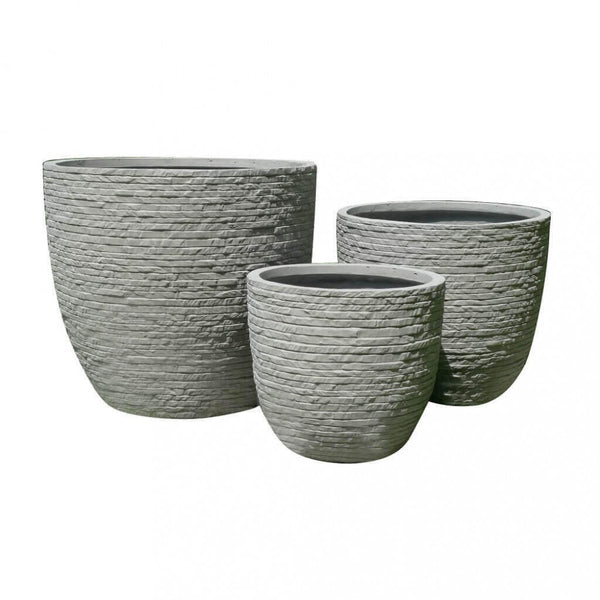 sconto Set aus 3 grauen Vasen aus Zyklamen-Faserton
