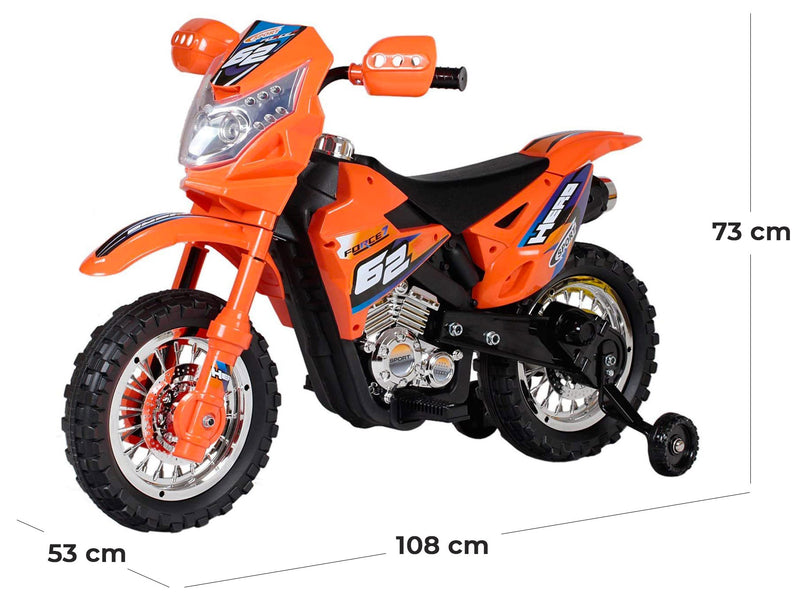 Moto Elettrica per Bambini 6V Super Cross Happy Kids Arancione-5