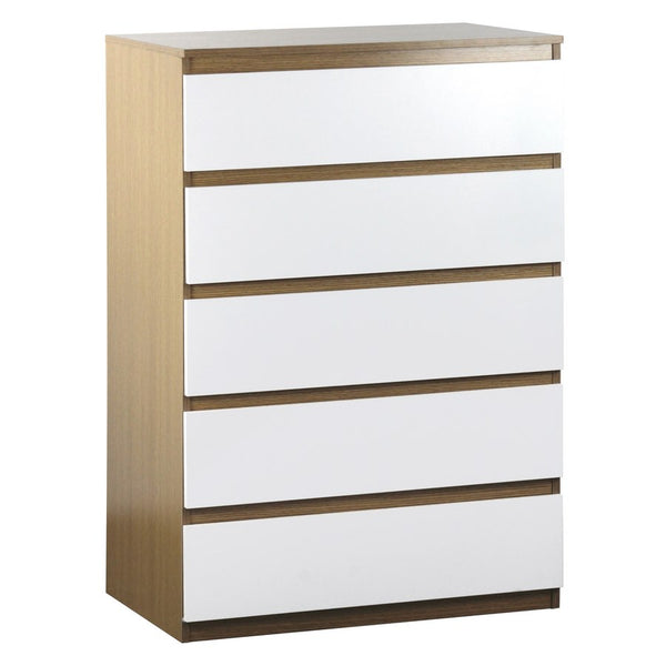 Cassettiera 5 Casetti 77x111x50 cm in Legno Rovere e Bianco Opaco prezzo