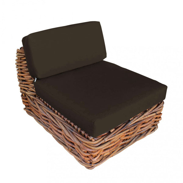 sconto Polinesia Modularer Sessel mit Kissen 75x87x105 cm aus braunem Rattan