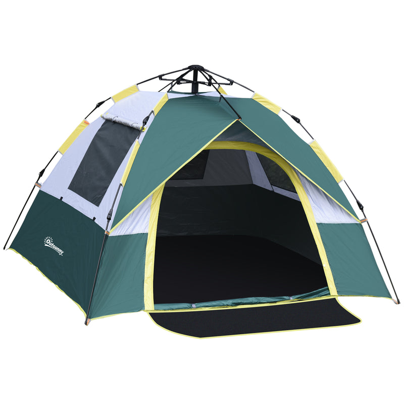 Tenda da Campeggio Automatica per 2 Persone con Tasche Interne e Tappetino 205x195x135 cm  Verde-9