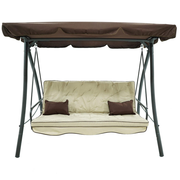 Schaukelbett 3 Sitze 202x115x170 cm in Stahl und Polyester Andromedabraun und Ecru acquista