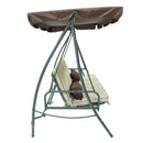 Dondolo Letto 3 Posti 202x115x170 cm in Acciaio e Poliestere Andromeda Marrone e Ecrù-2