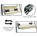 Dondolo Letto 3 Posti 202x115x170 cm in Acciaio e Poliestere Andromeda Marrone e Ecrù-6