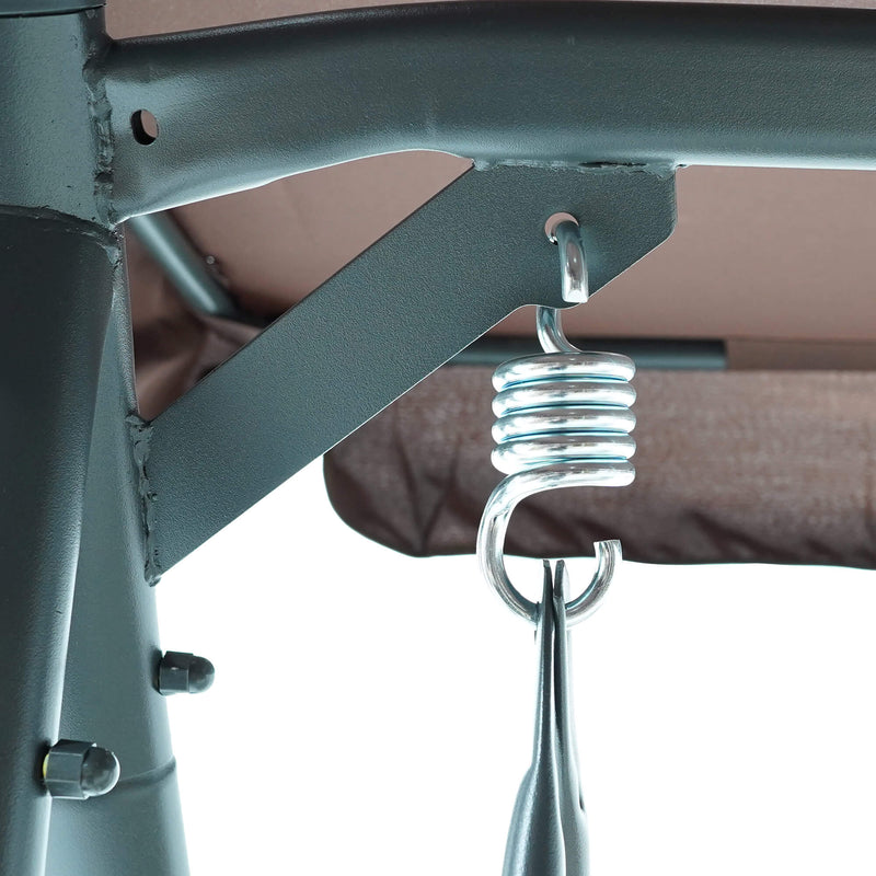 Dondolo Letto 3 Posti 202x115x170 cm in Acciaio e Poliestere Andromeda Marrone e Ecrù-8