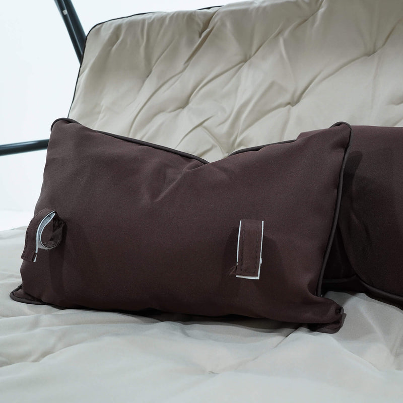 Dondolo Letto 3 Posti 202x115x170 cm in Acciaio e Poliestere Andromeda Marrone e Ecrù-9