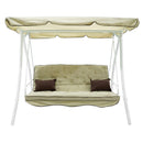 Dondolo Letto 3 Posti 202x115x170 cm in Acciaio e Poliestere Andromeda Ecrù-1