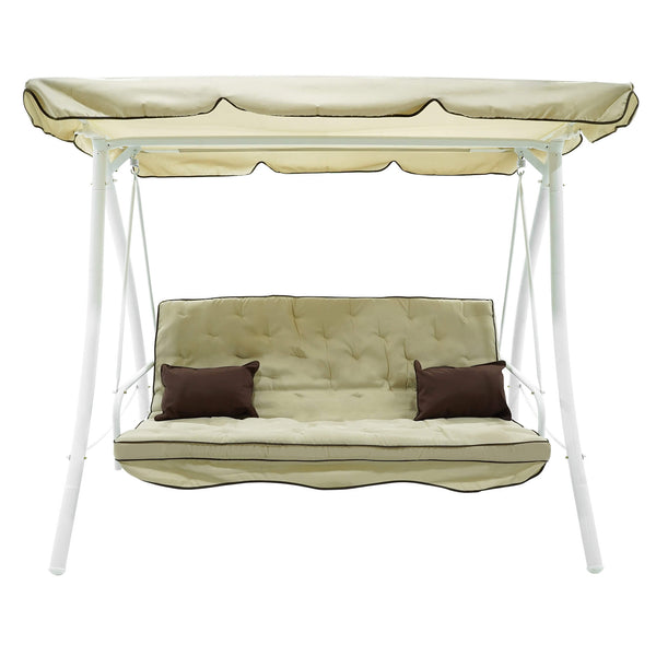 Schaukelbett 3 Sitze 202x115x170 cm in Stahl und Polyester Andromeda Ecru prezzo