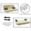 Dondolo Letto 3 Posti 202x115x170 cm in Acciaio e Poliestere Andromeda Ecrù-5