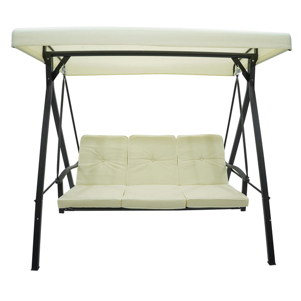 Schaukelbett 3 Sitze 192x134x180 cm in Stahl und PVC Auriga Ecru prezzo