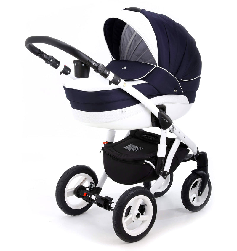 Duo Passeggino Carrozzina Adamex Aspena 837S Serie Eko Blu e Bianco-3