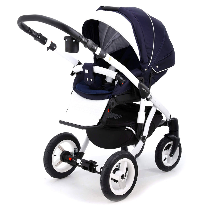Duo Passeggino Carrozzina Adamex Aspena 837S Serie Eko Blu e Bianco-9