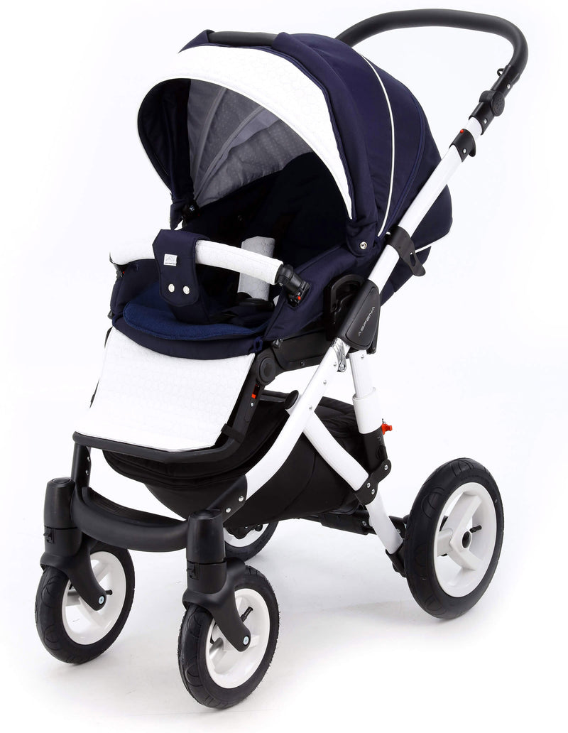 Duo Passeggino Carrozzina Adamex Aspena 837S Serie Eko Blu e Bianco-4