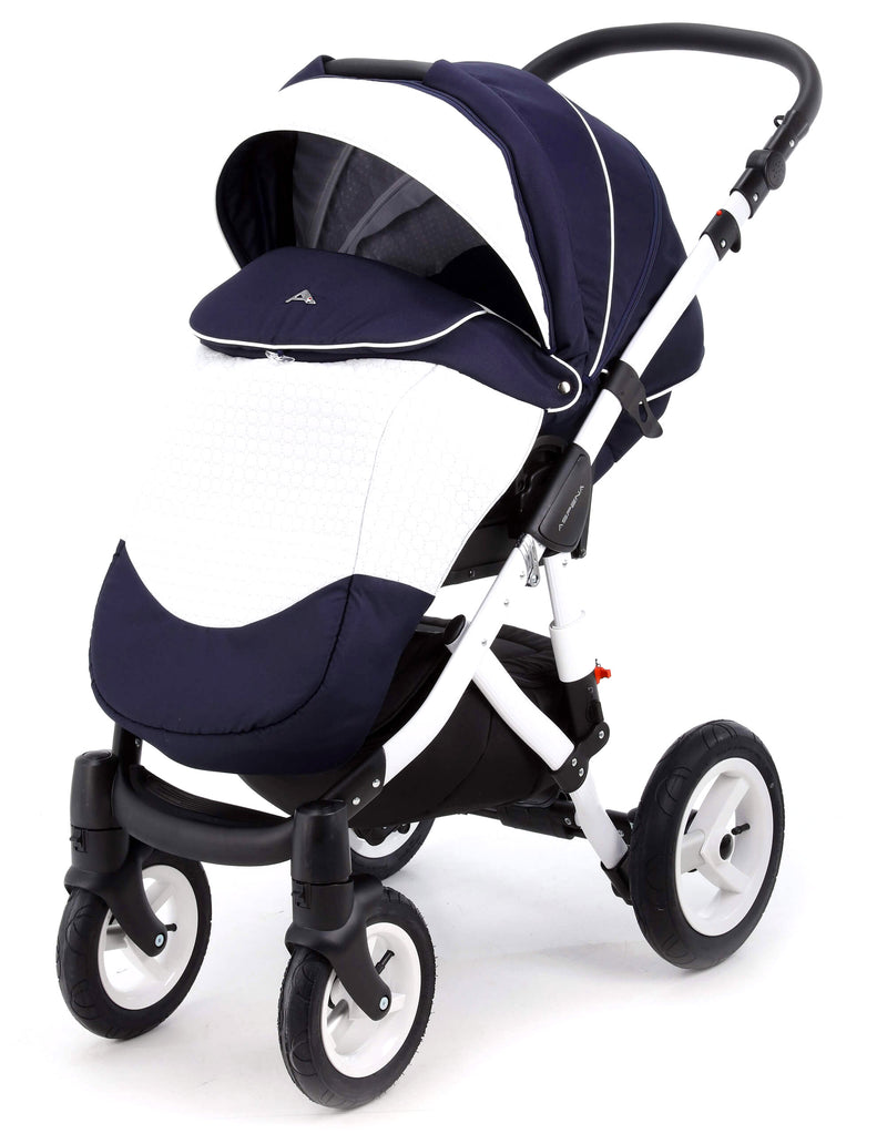 Duo Passeggino Carrozzina Adamex Aspena 837S Serie Eko Blu e Bianco-5