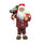 Weihnachtsmann Tartan roter Schlafanzug H60 cm mit Mini-Glühwürmchen und Geräuschen