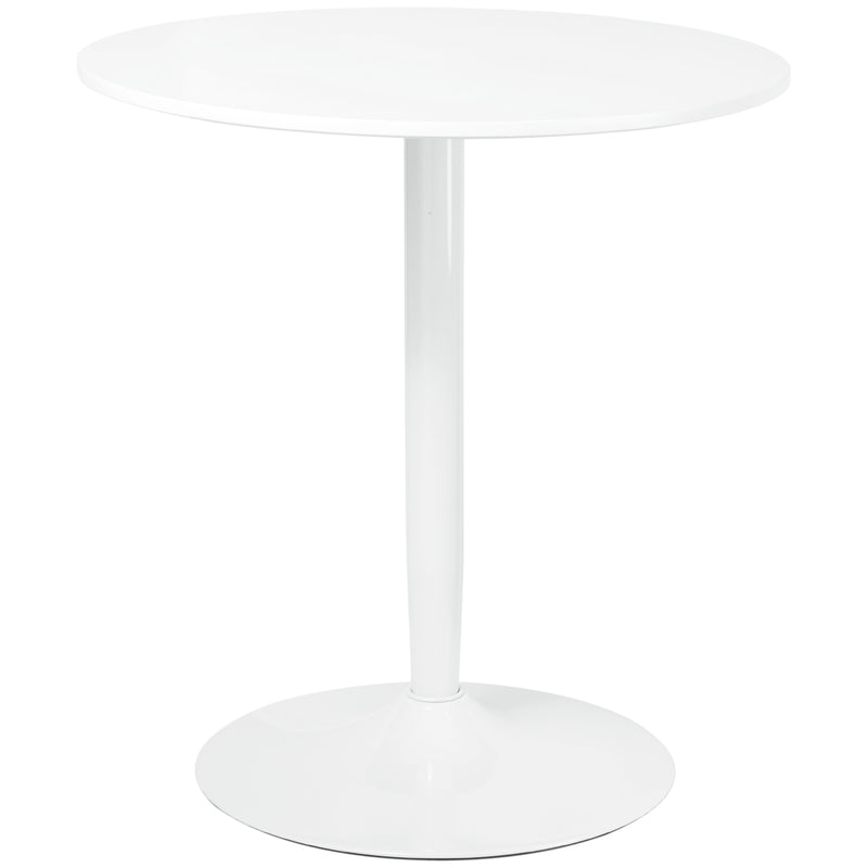 Tavolino Ø70x75 cm in MDF e Acciaio Bianco-1