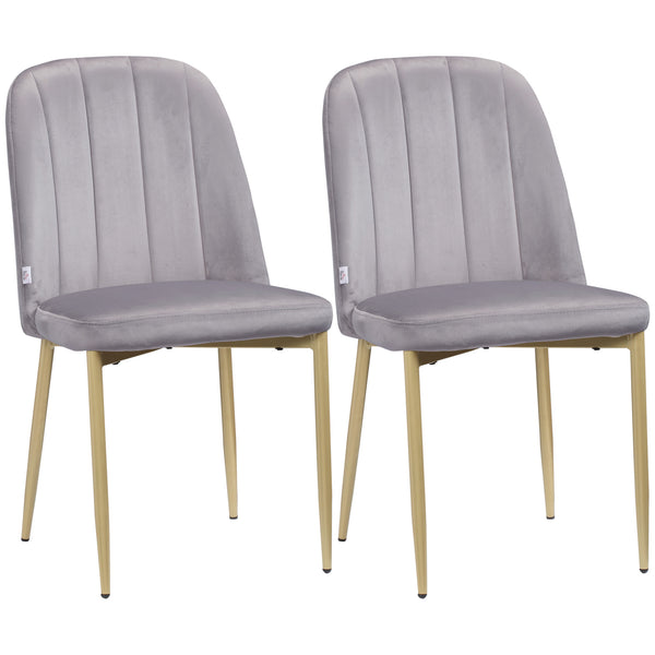online Set mit 2 gepolsterten Stühlen 48 x 59 x 89 cm in Samt und Stahlgrau und Gold