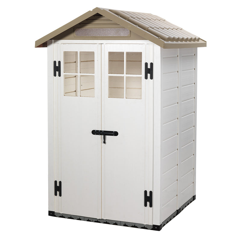 Casetta Box Ripostiglio Capanno in Pvc per Attrezzi 122,5X122,5X215Cm Tuscany New Evo 120 Beige-7