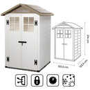 Casetta Box Ripostiglio Capanno in Pvc per Attrezzi 122,5X122,5X215Cm Tuscany New Evo 120 Beige-4