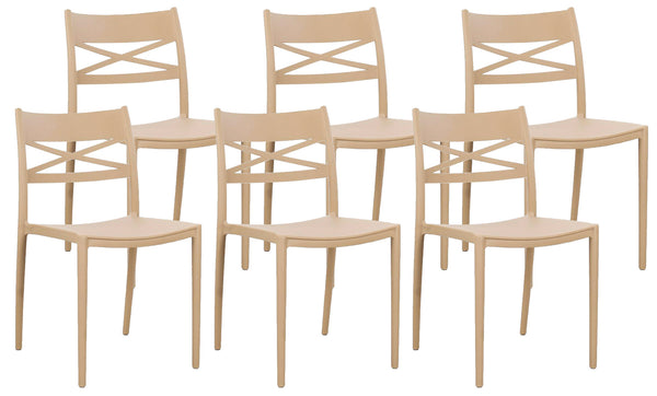 Set mit 6 Stühlen 81 x 46 x 52 cm aus taupefarbenem Polypropylen sconto