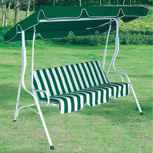 Schaukelsofa 3 Sitze aus lackiertem Stahl weiß/grüner Stoff online