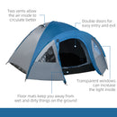 Tenda da Campeggio 4 Posti con Tasche e Gancio 3x2,50x1,30m in Poliestere e Fibra di Vetro Blu-6