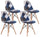 Set mit 4 Stühlen 85 x 48 x 54 cm aus blauem und weißem Patchwork-Stoff für den Innenbereich