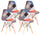 Set mit 4 Stühlen 85 x 48 x 54 cm aus rotem und orangefarbenem Patchwork-Stoff für den Innenbereich