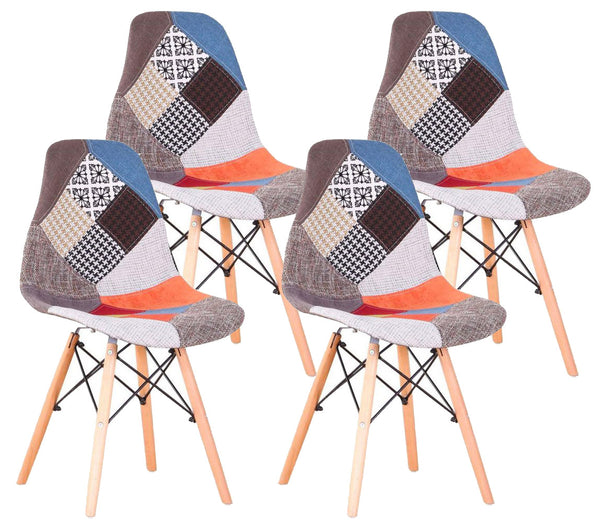 Set mit 4 Stühlen 85 x 48 x 54 cm aus rotem und orangefarbenem Patchwork-Stoff für den Innenbereich acquista