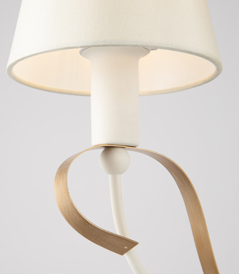 Elegante Wandlampe aus weißem, ineinander verschlungenem Metall mit Gold