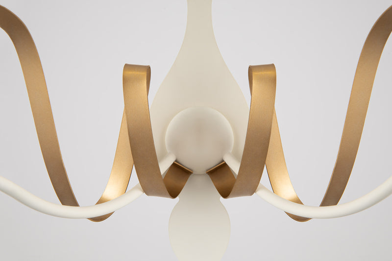 Elegante Wandlampe aus weißem, ineinander verschlungenem Metall mit Gold