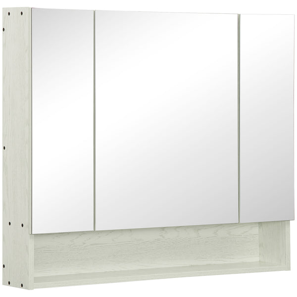 acquista Badezimmer-Spiegelschrank mit verstellbaren Regalen, 3 Türen und Sideboards, 90 x 15 x 75 cm