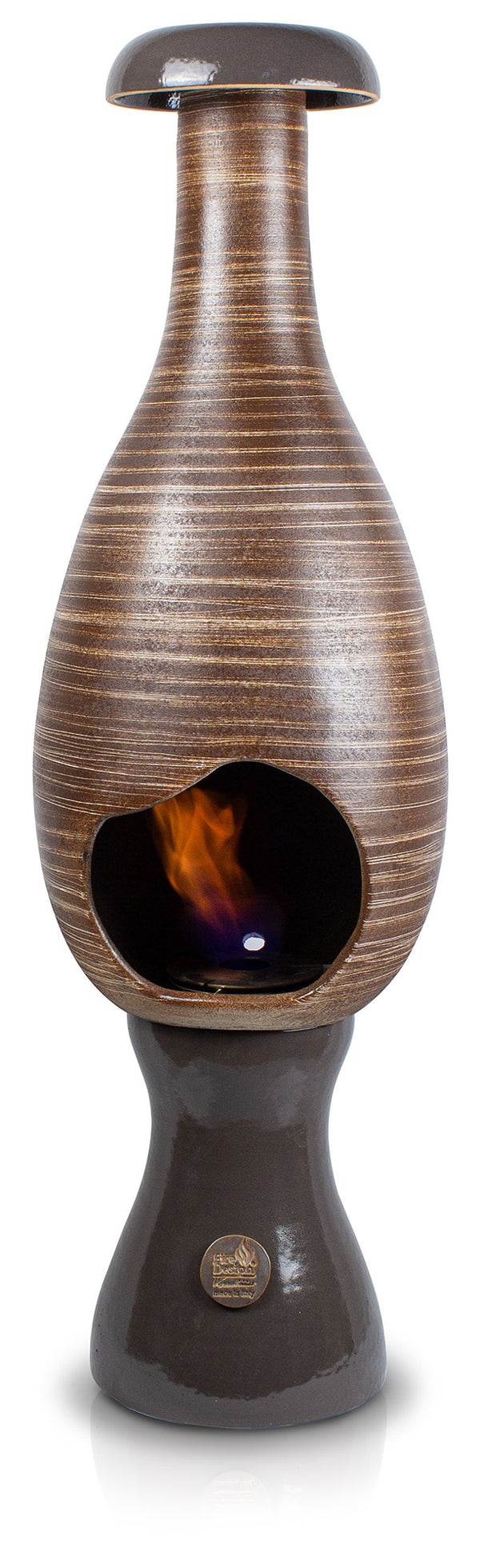 Bioethanol Bodenkamin aus Keramik 35x95 cm Bohnenbraun Streifen acquista