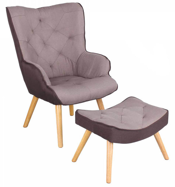 Relax-Sessel mit Fußstütze Hocker aus taubengrauem Stoff acquista