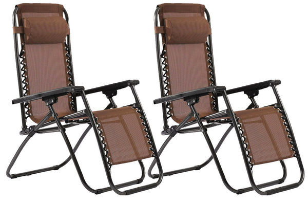 Set aus 2 klappbaren Zero Gravity Liegestühlen in Eisen und Textilene Taupe prezzo