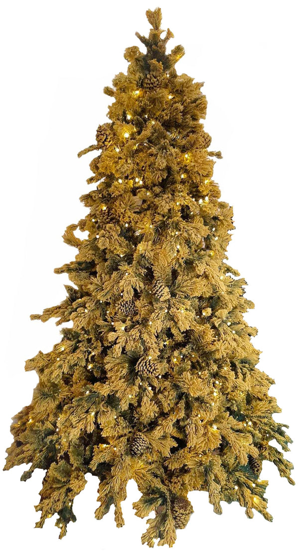 online Schneebedeckter künstlicher Weihnachtsbaum, goldglitzernd mit LED-Goldglanz, verschiedene Größen