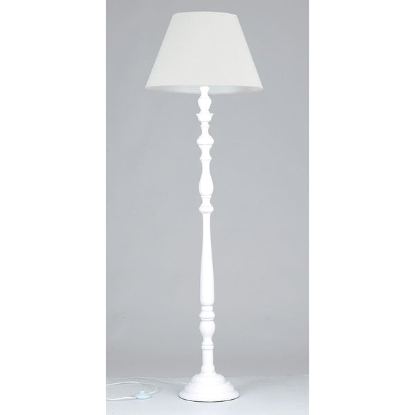 acquista Stehlampenschirm Weiße Baumwolle Weißer Holzrahmen Klassische Stehlampe E27 Umgebung I-BOURLESQUE/PT