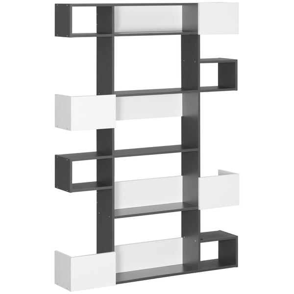 Modernes Bücherregal mit 5 Ebenen und 8 Regalen 120 x 20 x 171 cm aus grauer und weißer Spanplatte acquista