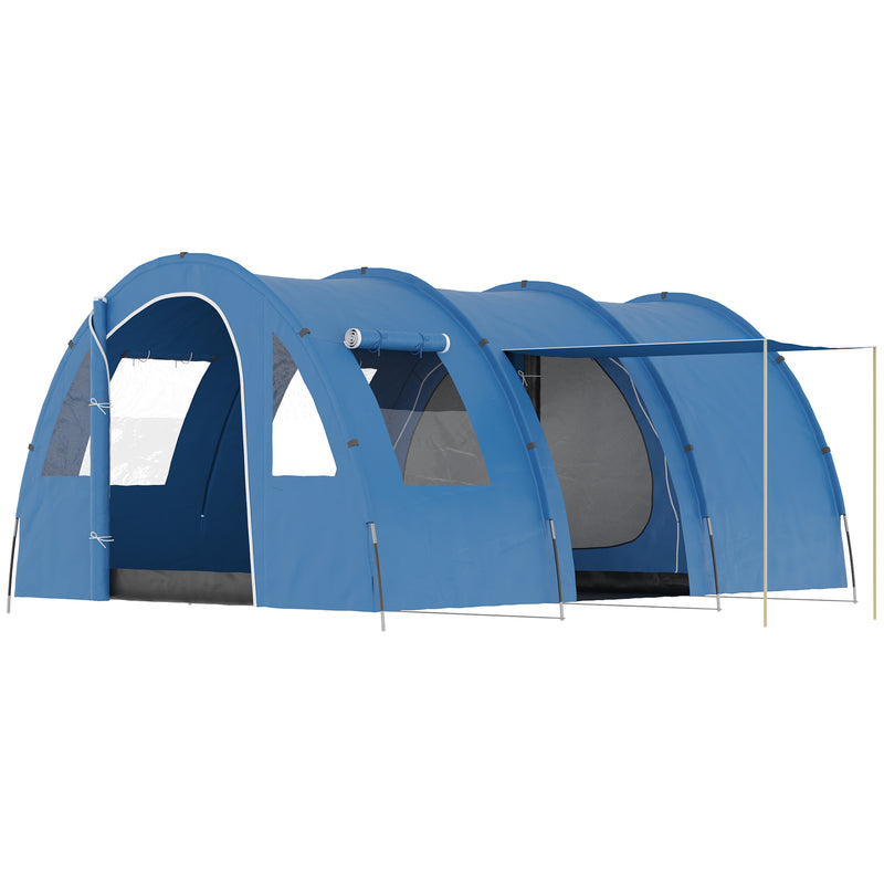 Tenda da Campeggio per 5-6 Persone 475x315x215 cm con 2 Porte Finestre e Tasche Portaoggetti Blu-1
