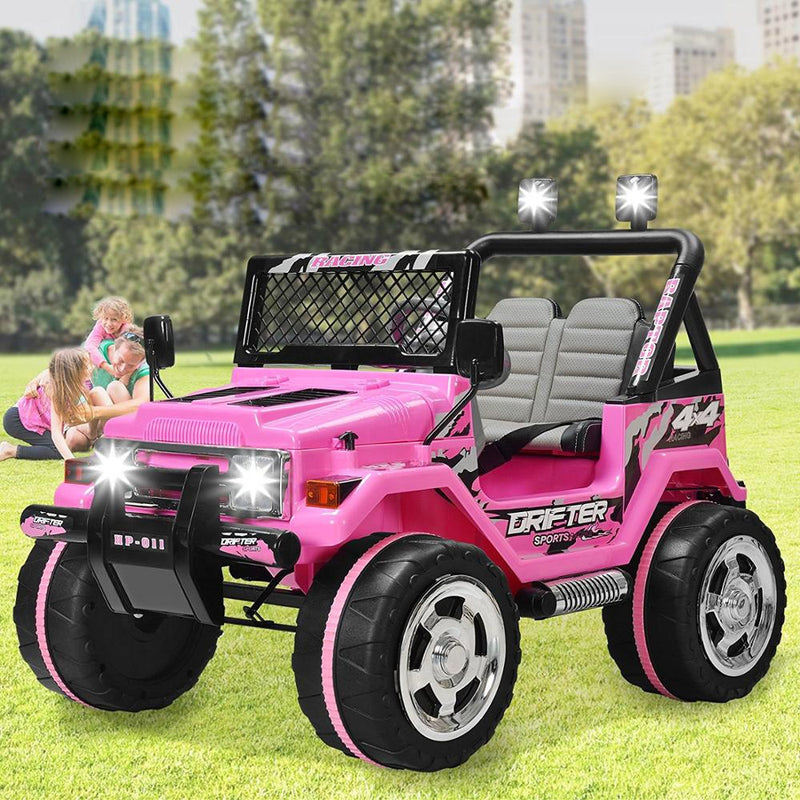 Macchina Elettrica per Bambini 12V 2 Posti Happy Kids Fuoristrada Pink Rosa-8