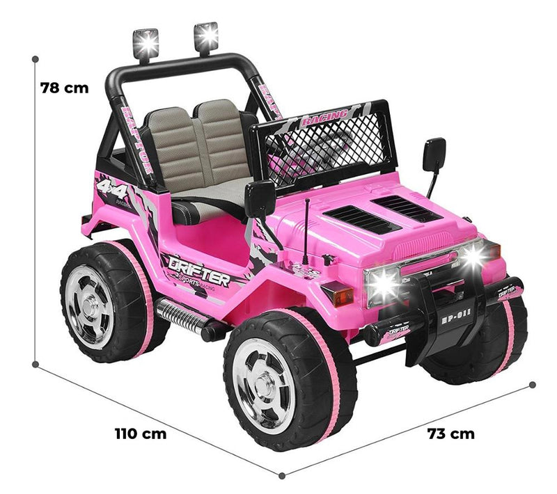 Macchina Elettrica per Bambini 12V 2 Posti Happy Kids Fuoristrada Pink Rosa-7